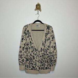 Pam & Gela Leopard Print Destroyed Cardigan S